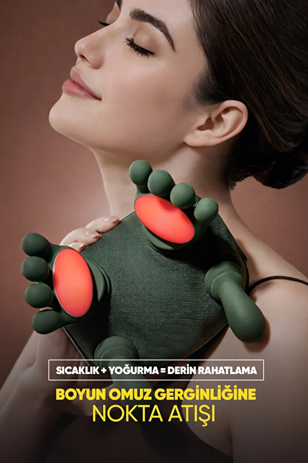 Gerçek El Hissi Sunan Isıtmalı Boyun Masaj Aleti (Parmak Teknolojisi) Şarjlı| Boyun, Omuz,Sırt,Bacak